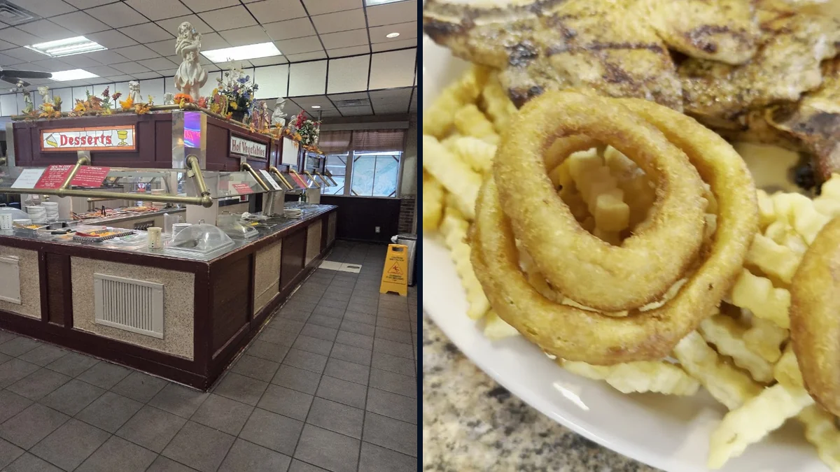 Clean dining area inside a family restaurant.